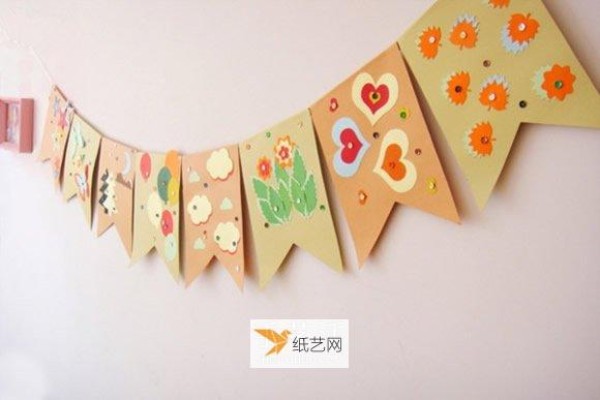 Tutorial on how to make homemade kindergarten classroom colorful flags