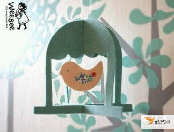 Illustrated tutorial for hand-making personalized fabric birdcage hangings using non-woven fabrics