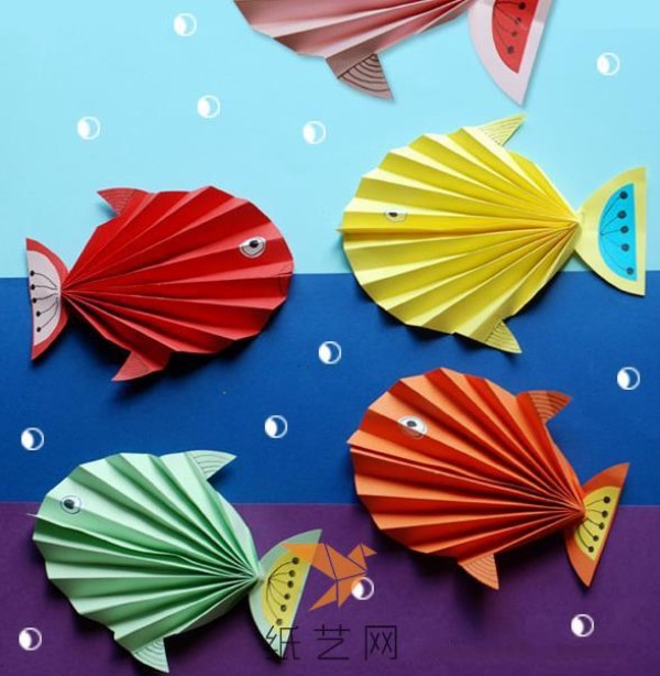 Childrens handmade origami tropical fish Teachers Day gift stickers