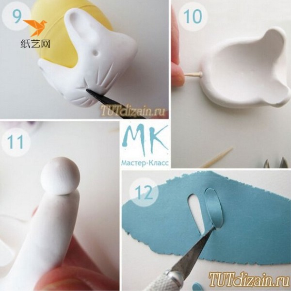 Tutorial on how to make an Easter Bunny egg holder for Easter eggs from polymer clay