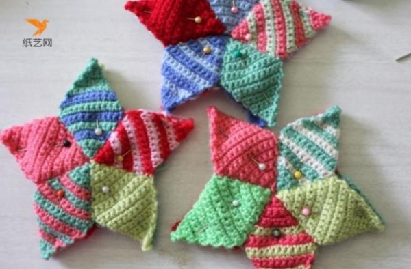 Beautiful crocheted three-dimensional stars