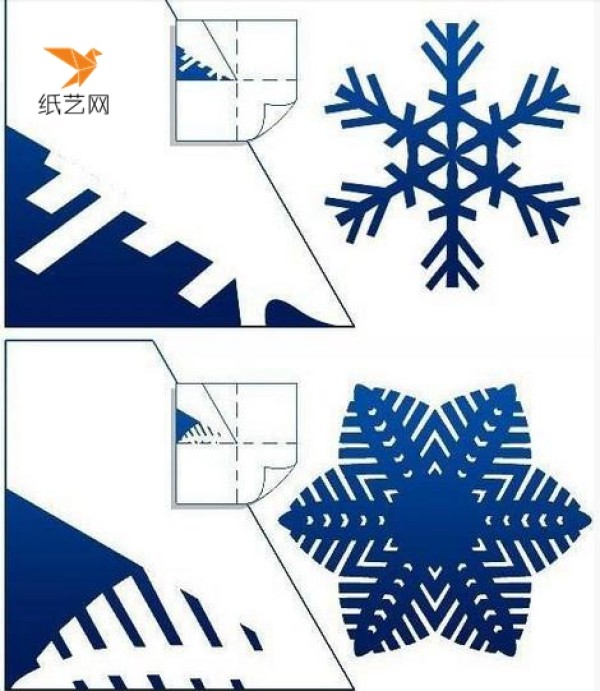 Illustration of making paper-cut snowflakes for dreamy paper-cut snowflake pendants