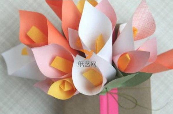 Paper art calla lily packaging decorative bouquet making tutorial