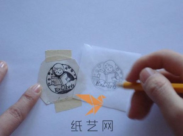 Beautiful little girl reading rubber stamp making tutorial