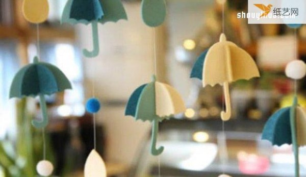 Use non-woven fabrics to make healing little handmade cute umbrella hanging curtains