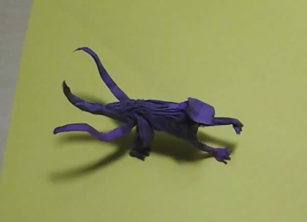 Origami three-tailed spider monkey manual folding tutorial