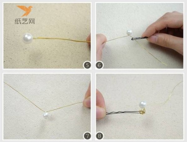 Beading tutorial Green apricot small beaded hairpin making tutorial