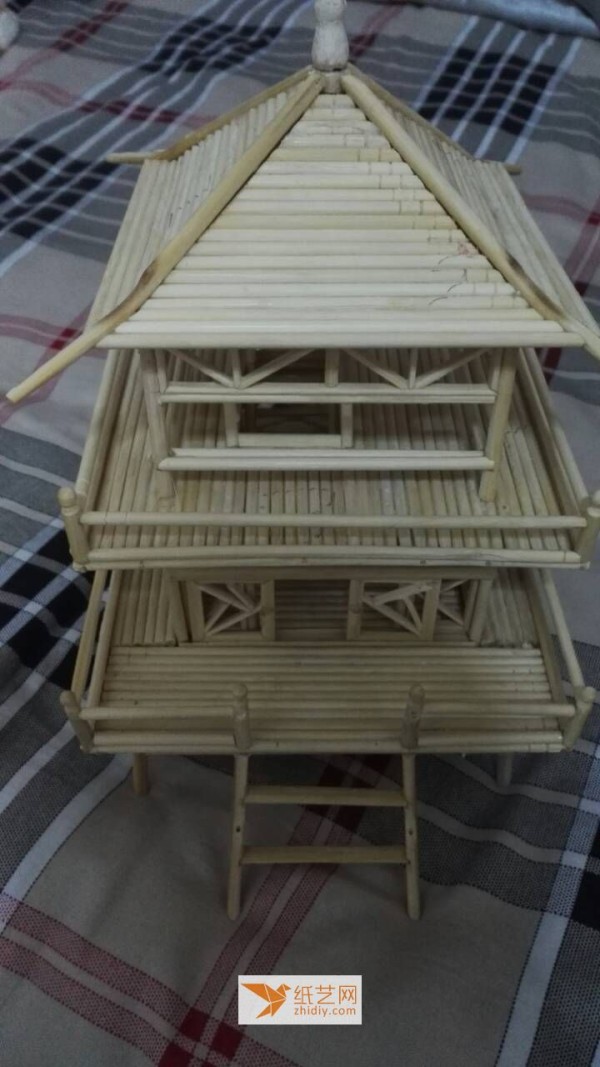 Handmade pavilion made of disposable chopsticks