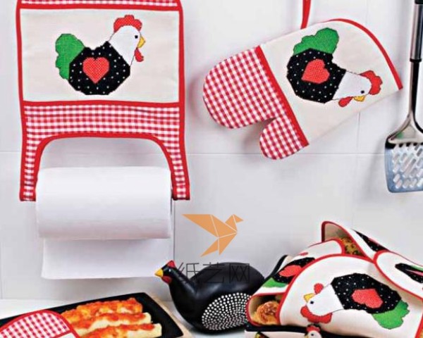 Cross stitch little rooster kitchen supplies making tutorial