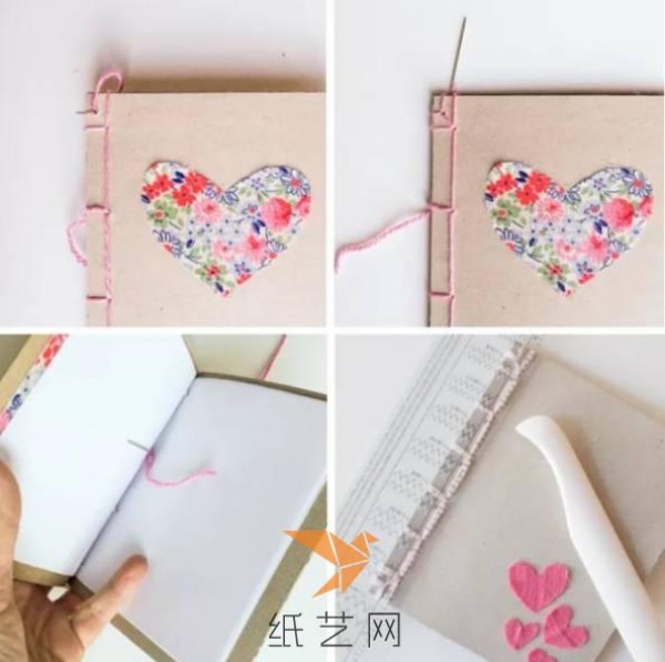 Tutorial on making handmade DIY heart-shaped cover book for Valentine’s Day gift