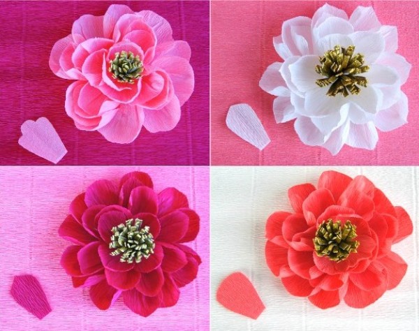 Very beautiful but simple to make crepe paper flower making illustrated tutorial