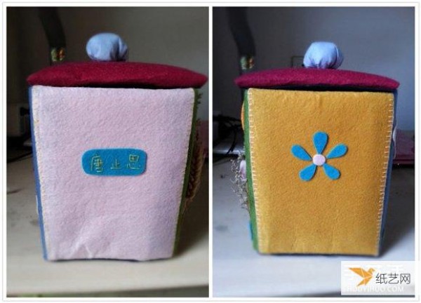 Illustrated steps on how to make children’s storage boxes from discarded cardboard boxes