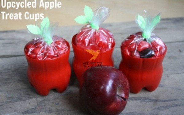 Creative DIY apple-shaped storage box made from waste Poke bottles