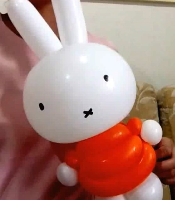 Simple handmade shape of Miffy bunny magic balloon