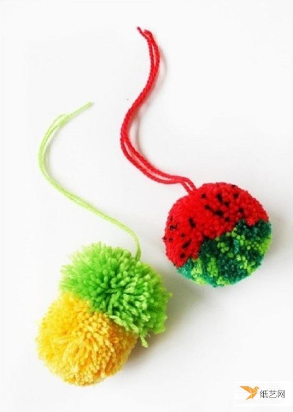 Tutorial on how to hand-make cute and cute yarn ball pendants