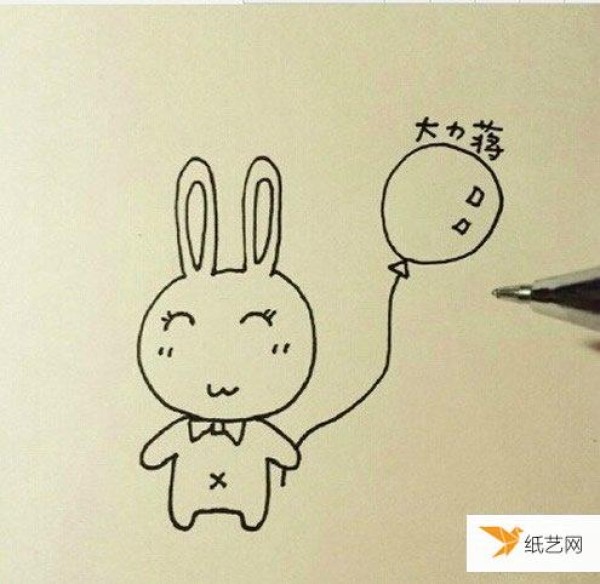 Simple and cute cartoon bunny drawing method tutorial illustration