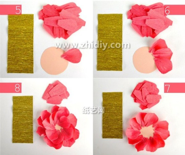 Very beautiful but simple to make crepe paper flower making illustrated tutorial