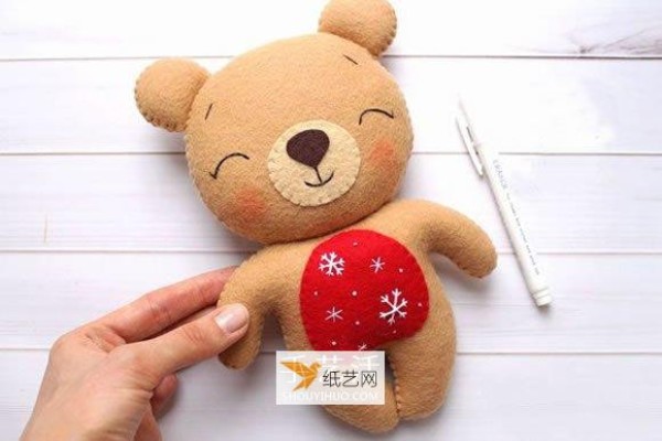 Super cute New Year bear doll made of non-woven fabric