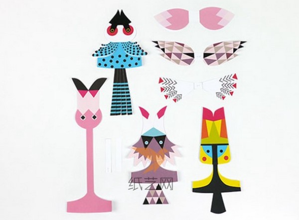 Cartoon finger toy made from paper model drawings