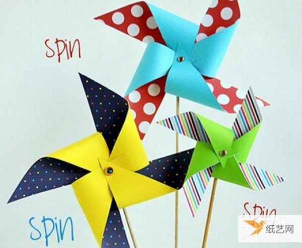 Very simple origami windmill making process illustrated tutorial for children