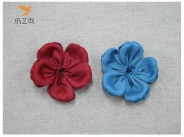 Fabric art tutorial Korean fresh and sweet style two-color double-layer flower hair accessories and hair ties fabric art production tutorial