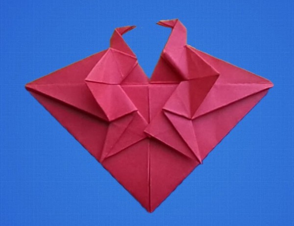 Origami video tutorial of Double Thousand Paper Cranes origami Heart