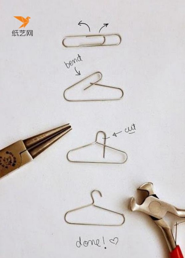 Illustrated tutorial on handmade mini clothes hangers