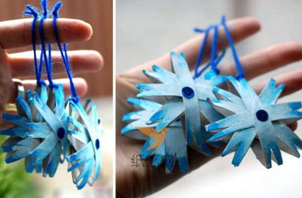 Tutorial for children to make Christmas decorative stars by hand using toilet paper tubes