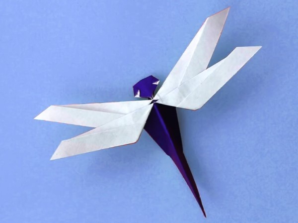 Three-dimensional origami dragonfly hand-making method teaches you how to learn fresh origami dragonfly