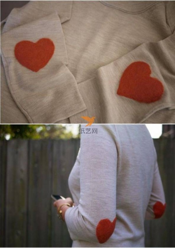 Warm Wool Felt Heart Shape Decoration on a Cardigan Creative Wool Felt Tutorial