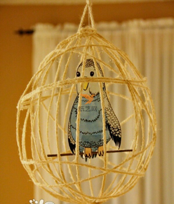 Paper art caged bird handmade tutorial for children