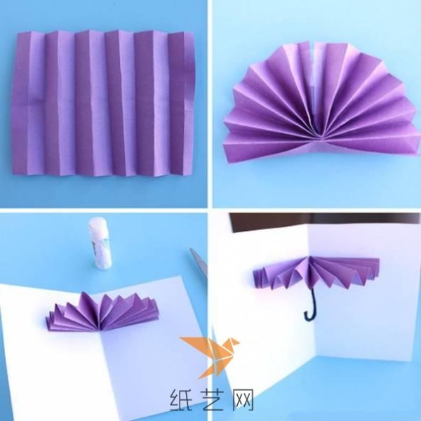 Tutorial on making a three-dimensional greeting card with a beautiful little girl holding an umbrella