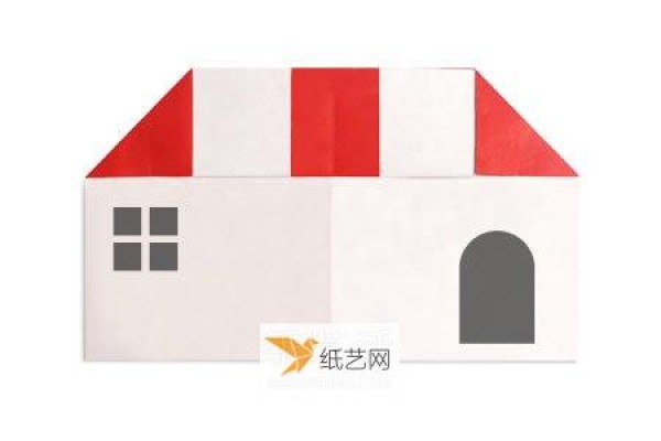 Illustration of kindergarten children using origami to make small houses