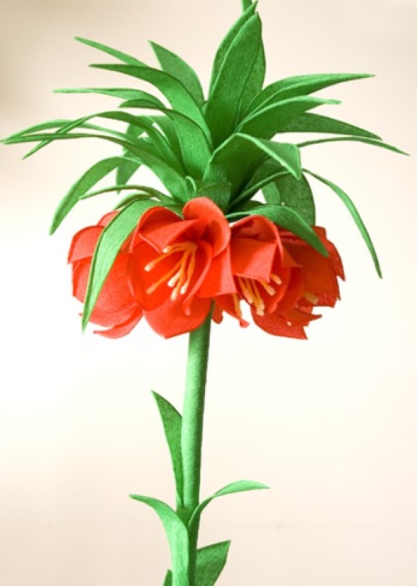 Tutorial on making artificial flowers from Fritillaria crepe paper handmade paper flowers