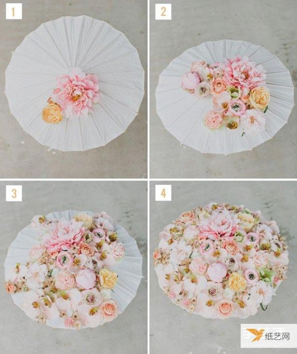 Illustrated tutorial on how to make beautiful wedding umbrellas with personality