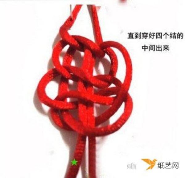 Illustration of the steps and methods of knitting Chinese knot with caisson