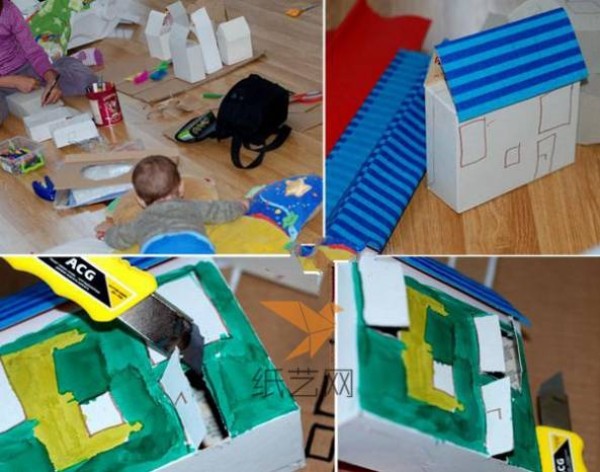 Using waste packaging boxes to make my urban children’s handicraft tutorial