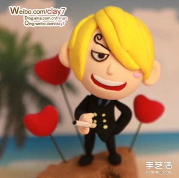 Pictures of clay works of all members of the Straw Hat Pirates from One Piece cartoon