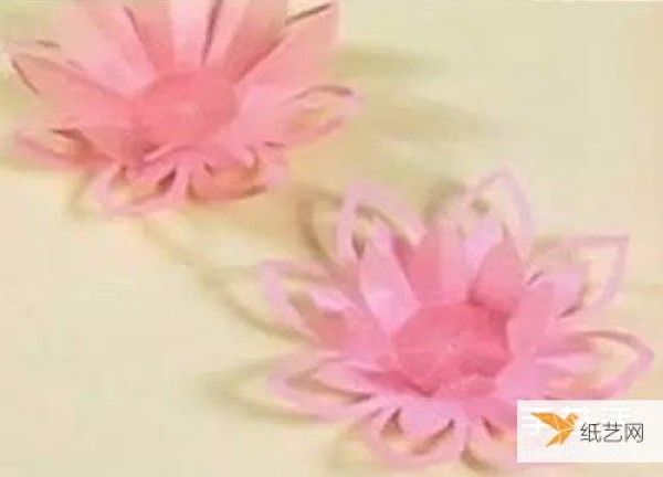 Illustrated tutorial on how to make lotus candle holders using paper cutting