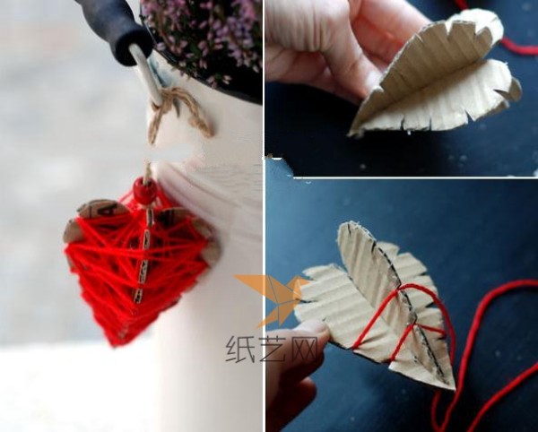 Simple yarn knitting heart-shaped Valentines Day decoration tutorial