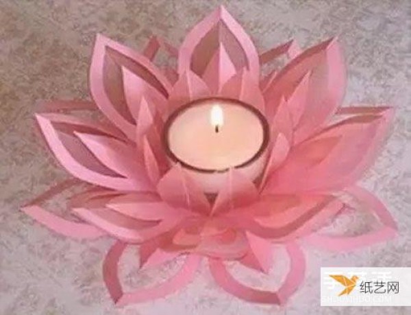 Illustrated tutorial on how to make lotus candle holders using paper cutting