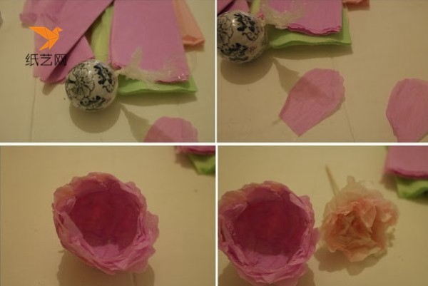 Illustrated tutorial for making handmade peonies from simple crepe paper