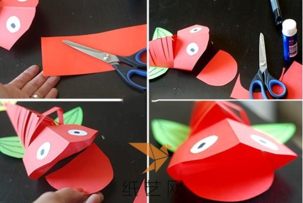 Childrens handicraft tutorial on moving cute paper-cut fish