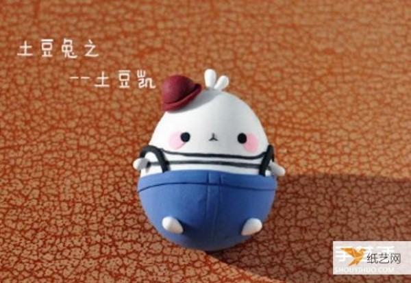 Illustrated demonstration of the steps to make Molang, a potato rabbit, using ultra-light clay