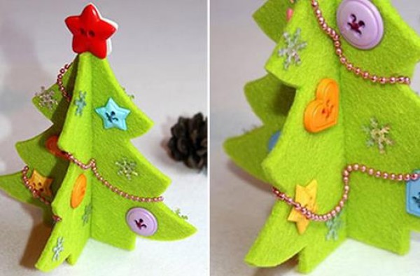 Tutorial on how to make a cute Christmas tree using wool felt crafts for children