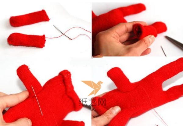 Illustrated tutorial on making cute monster dolls with thread gloves