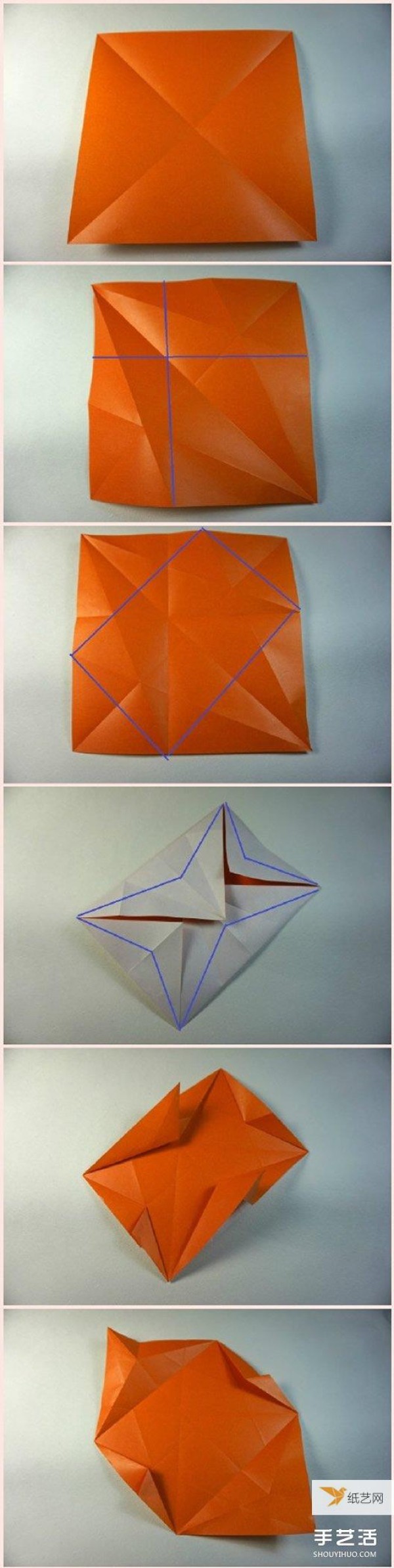 Illustrated tutorial on how to fold a squatting three-dimensional origami monkey