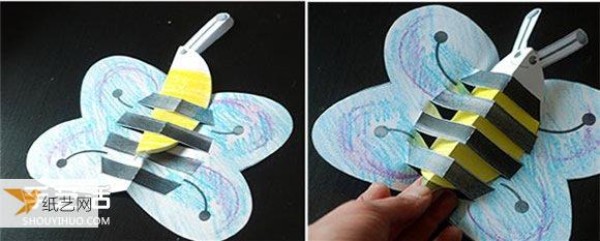 Bee crafts made by kindergarten children