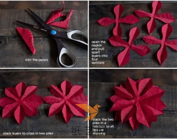 Christmas handmade paper art Christmas red making tutorial