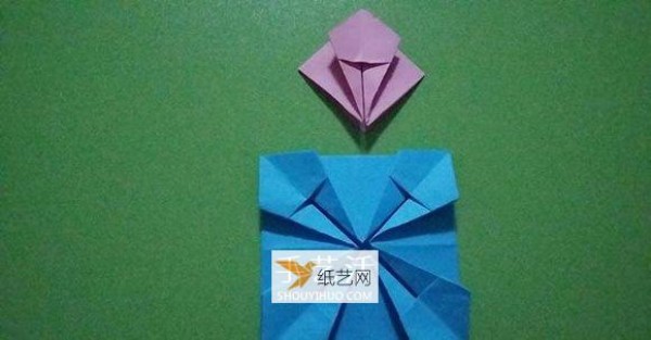 Four-step illustration of folding an octagonal flower basket using origami